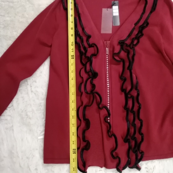 BNWT Belldini red/black ruffle cardigan - Picture 12 of 13